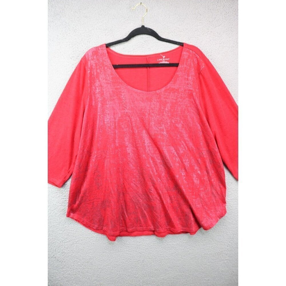 Lane Bryant Red Shimmery 3/4 Sleeve Tunic-Size 22/24-New w/o Tags